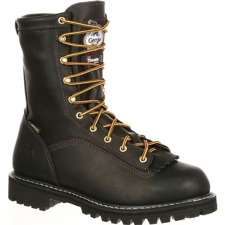 Georgia Boot Men's Waterproof Insulated Lace-to-Toe Work Boot, 12 W, Full-Grain Leather, 8 in Height, Black G8040